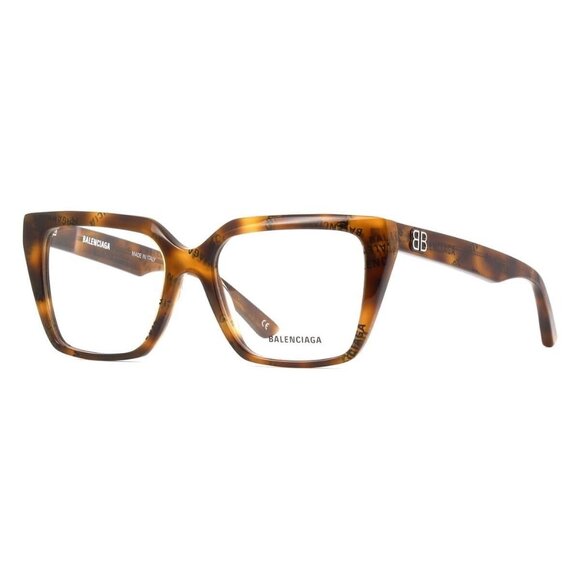 New Authentic  BALENCIAGA Havana Square BB0130O 008 Glasses Women - Picture 1 of 4